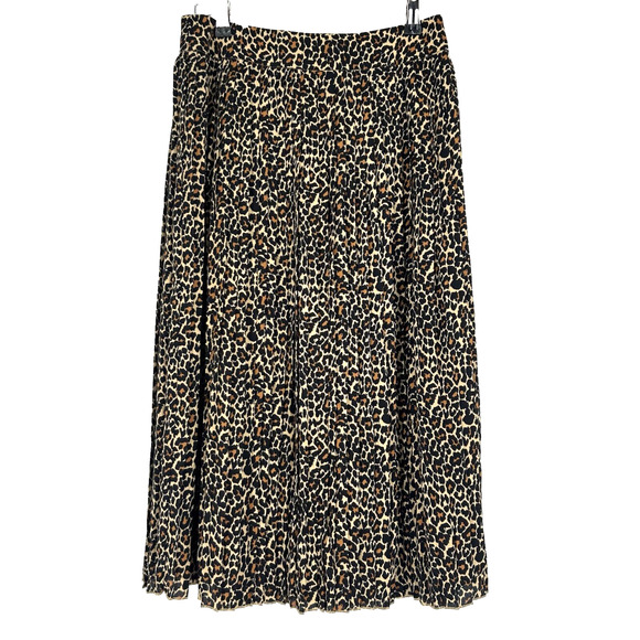 J. Crew Factory Dresses & Skirts - J Crew Factory Leopard Print Pleated Midi Skirt Brown Black Lined Size 4